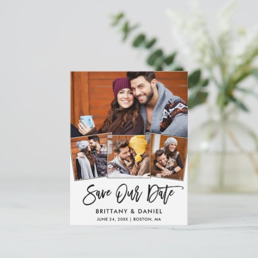 Modern penseelscript opslaan ons foto-paar van dat briefkaart (Staand voorkant)