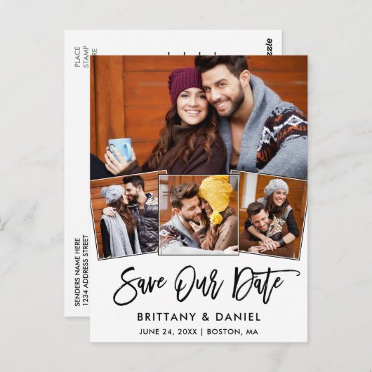 Modern penseelscript opslaan ons foto-paar van dat briefkaart (Voorkant / Achterkant)