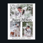 Modern penseelscript Prettige feestdagen 3 Fotovak Briefkaart<br><div class="desc">Modern penseelscript Prettige feestdagen 3 Foto Briefkaart</div>