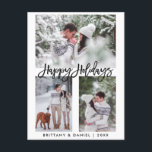 Modern penseelscript Prettige feestdagen 3 Fotovak Briefkaart<br><div class="desc">Modern penseelscript Prettige feestdagen 3 Foto Briefkaart</div>