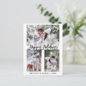 Modern penseelscript Prettige feestdagen 3 Fotovak Briefkaart (Staand voorkant)