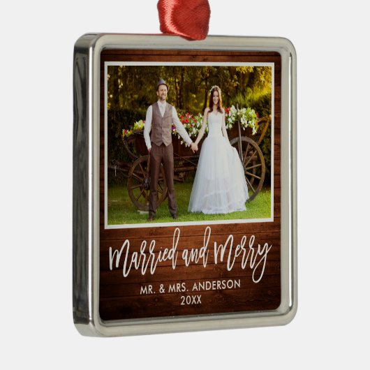 Modern penseelscript Roestend hout, gehuwd en verr Metalen Ornament (Rechts)