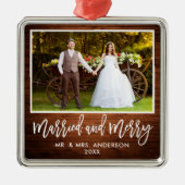 Modern penseelscript Roestend hout, gehuwd en verr Metalen Ornament (Voorkant)