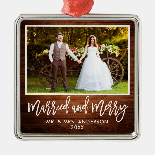 Modern penseelscript Roestend hout, gehuwd en verr Metalen Ornament (Voorkant)