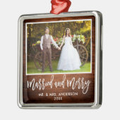 Modern penseelscript Roestend hout, gehuwd en verr Metalen Ornament (Links)