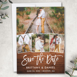 Modern penseelscript Roesthout 4 Fotokoppeling Save The Date