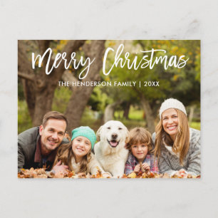 Modern penseelscript voor vrolijk kerstfeest Foto Briefkaart