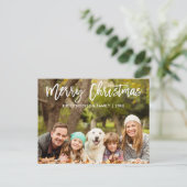 Modern penseelscript voor vrolijk kerstfeest Foto Briefkaart (Staand voorkant)