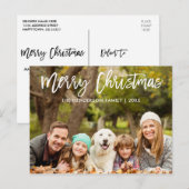 Modern penseelscript voor vrolijk kerstfeest Foto Briefkaart (Voorkant / Achterkant)