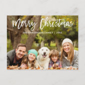 Modern penseelscript voor vrolijk kerstfeest Foto Briefkaart (Voorkant)