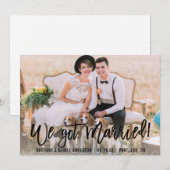 Modern penseelscript we hebben gehuwde foto aankondiging (Voorkant / Achterkant)