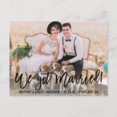 Modern penseelscript we hebben gehuwde foto briefkaart (Voorkant)