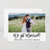 Modern penseelscript we hebben gehuwde foto briefkaart (Voorkant / Achterkant)