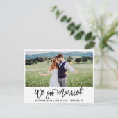 Modern penseelscript we hebben gehuwde foto briefkaart (Staand voorkant)