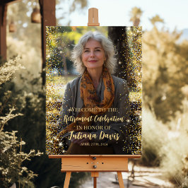 Modern pensioen welkomstbord met foto perfect poster