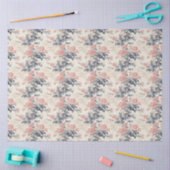 Modern Peoney Bloemen Blauw Toile de Jouy Patroon Tissuepapier (Craft)