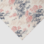 Modern Peoney Bloemen Blauw Toile de Jouy Patroon Tissuepapier (Detail)