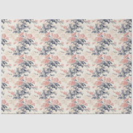 Modern Peoney Bloemen Blauw Toile de Jouy Patroon Tissuepapier