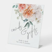 Modern Peonies Kaarten Gifts Script Weddenschap Reclamebord Met Voetstuk (Voorkant)