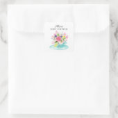 Modern Peony Floral Baby ShowerTea Vierkante Sticker (Tas)