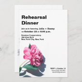 Modern Peony Flower Rehearsal Dinner Invitation Kaart (Voorkant / Achterkant)