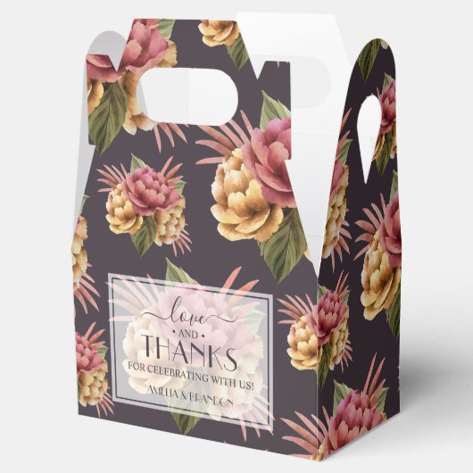 Modern Peony Flowers Bedankdoosjes (Geopend)