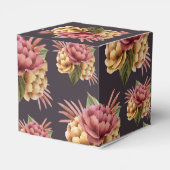 Modern Peony Flowers op Paarse bruin Bedankdoosjes (Achterkant)