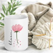 Modern Peony Waterverf Bloemenscript "Bloom" Koffiemok