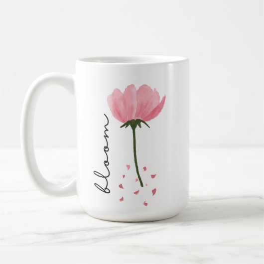 Modern Peony Waterverf Bloemenscript "Bloom" Koffiemok (Links)