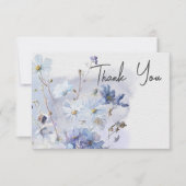 Modern Periwinkle Blue Waterverf Wildbloemen Bedankkaart (Voorkant)