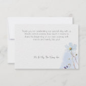 Modern Periwinkle Blue Waterverf Wildbloemen Bedankkaart (Achterkant)