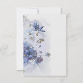 Modern Periwinkle Blue Waterverf Wildbloemen Save The Date (Achterkant)
