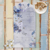 Modern Periwinkle Blue Wildbloemen geen avondeten All In One Uitnodiging