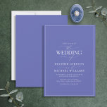Modern Periwinkle Calligraphy Wedding Kaart<br><div class="desc">Het rendabele, elegante en moderne, eenvoudige, minimalistische periwinkle en witte typografie bruiloft-ontwerp kenmerkt 'De bruiloft van' in moderne kalligrafie en Serif-tekst als de belangrijkste ontwerpeigenschap, en is gebaseerd op onze beste vrijgezellenfeest-uitnodiging. De achterkant van de kaart is voorzien van een periwinkle textuur. De ontwerper van het contact voor de passende...</div>