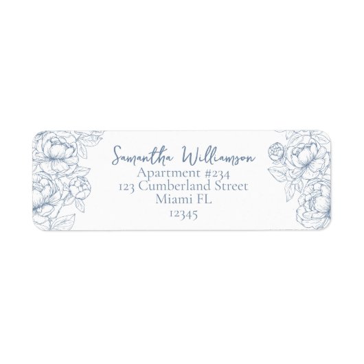 Modern Periwinkle Classic Wedding Retour Adres Etiket (Voorkant)