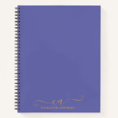 Modern Periwinkle en Gold Script Monogramed Notitieboek (Voorkant)