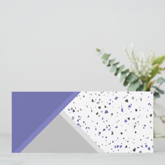 Modern Periwinkle Grey Geometric Terrazzo Bladwijz (Staand voorkant)