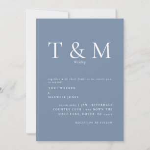 Modern Periwinkle Monogram No Parents Wedding Kaart