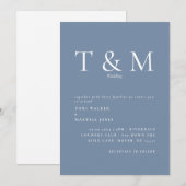 Modern Periwinkle Monogram No Parents Wedding Kaart (Voorkant / Achterkant)