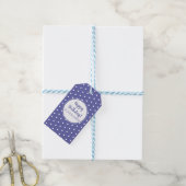 Modern Periwinkle Polka Dots Name Happy Birthday Cadeaulabel (Met Touw)