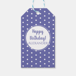 Modern Periwinkle Polka Dots Name Happy Birthday Cadeaulabel