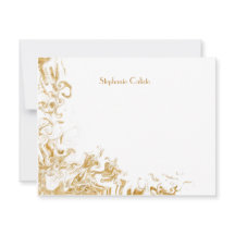 Modern Personal Stationery Liquid Gold Abstract