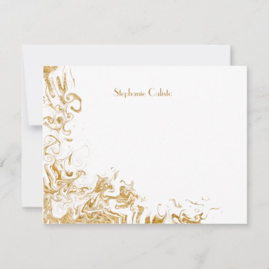 Modern Personal Stationery Liquid Gold Abstract Notitiekaartje (Voorkant)