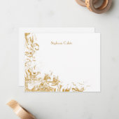 Modern Personal Stationery Liquid Gold Abstract Notitiekaartje (Voorkant / Achterkant in situ)
