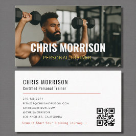 Modern Personal Trainer Fitness Photo QR Code Visitekaartje