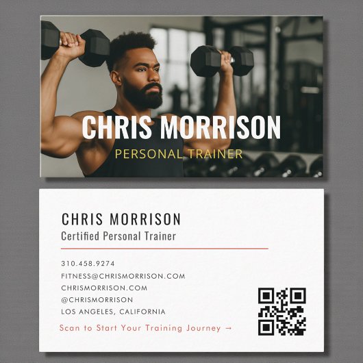 Modern Personal Trainer Fitness Photo QR Code Visitekaartje