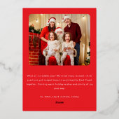 Modern Personalize Gold Red Green Tree Christmas Folie Uitnodiging (Achterkant)