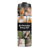 Modern Personalized 16 Photo Collage Custom Color  Thermosbeker (Voorkant)