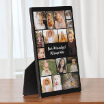 Modern Personalized 16 Photo Collage Fotoplaat<br><div class="desc">Showcase your favorite memories with this Modern Personalized 16 Photo Collage Plaque. Featuring sixteen of your best photos arranged in a clean, modern grid layout with space for a custom message or family name, this sleek plaque makes a stylish desktop display or wall accent. Its durable finish and frameless modern...</div>