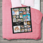 Modern Personalized 19 Photo Collage Black Fleece Deken